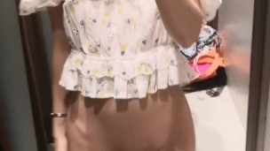 Beautiful Korean Girlfriend Slut Take Selfie and Touch Tight Pussy In Fitting Room