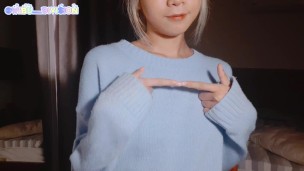 A cutie you met online showing her tiny boobs and masturbating for you